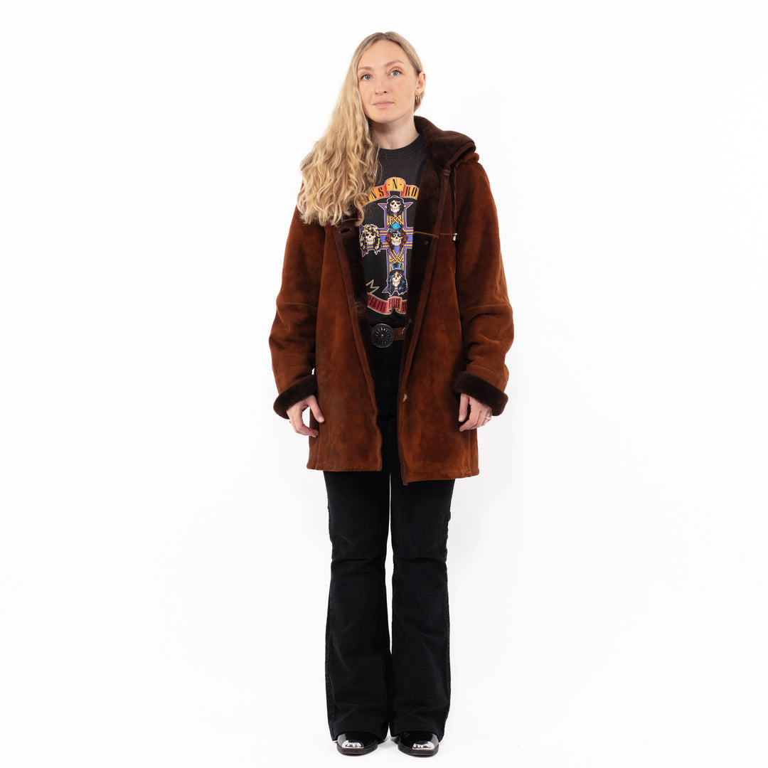 Vintage 90's Women Sheepskin Coat in BrownA0895