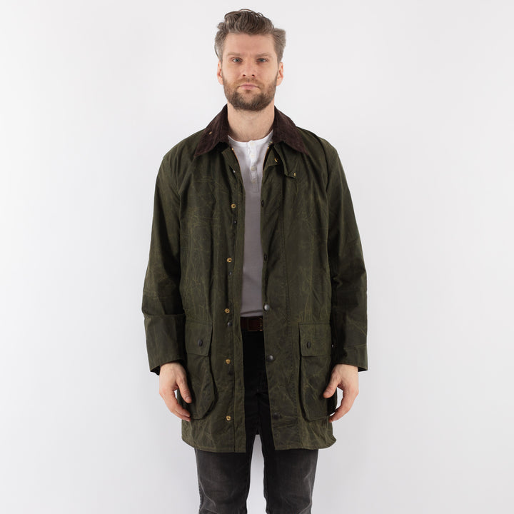 Vintage 00's Men Waxed Cotton Jacket in GreenZ907