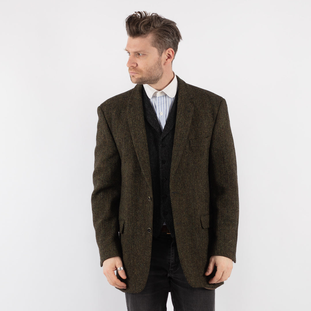 Vintage 90's Men Harris Tweed Jacket in GreenZ716