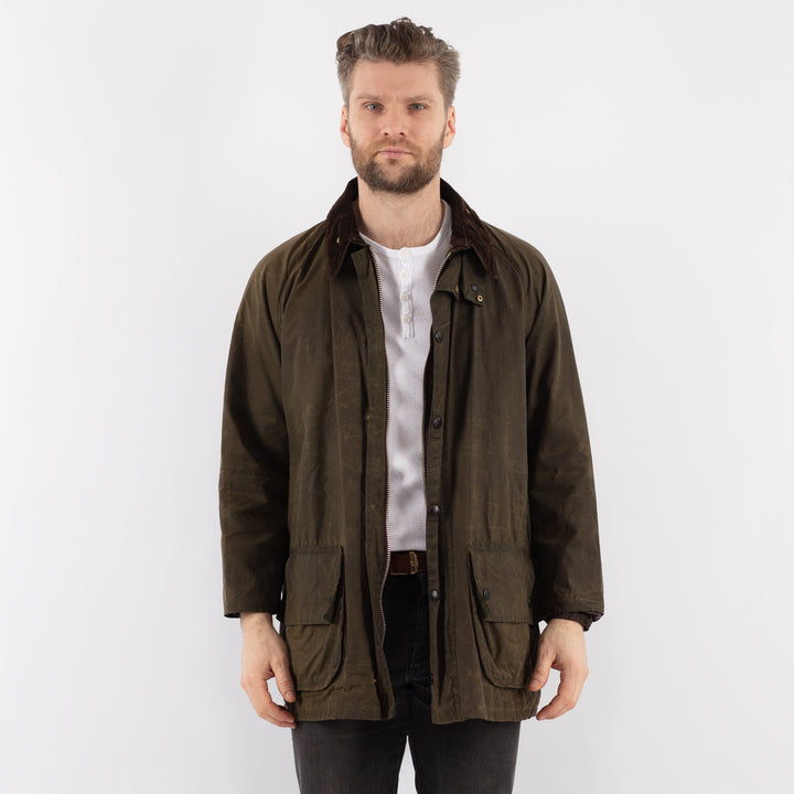 Vintage 90's Men Waxed Canvas Jacket in GreenZ911