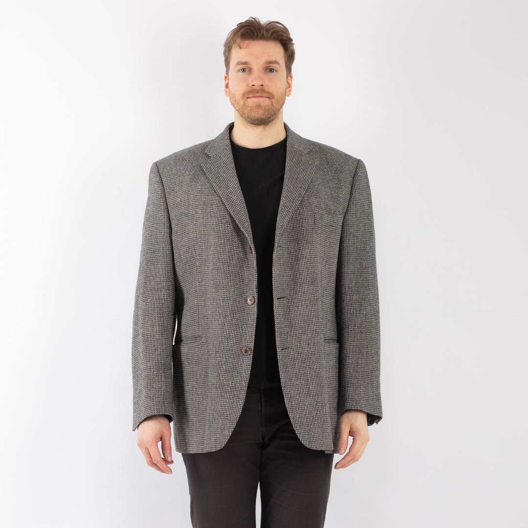 Vintage 90. gadu vīriešu vilnas žakete pelēkā krāsā