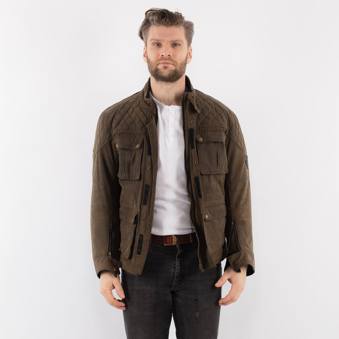 Vintage 90's Men Waxed Cotton Jacket in BrownZ913