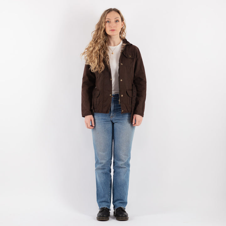 Vintage 90's Women Waxed Cotton Jacket in Brown - NorthernGrip