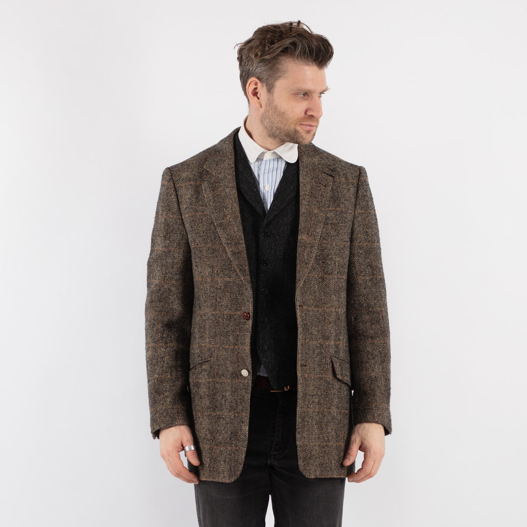 Vintage 90's Men Harris Tweed Jacket in BrownZ723