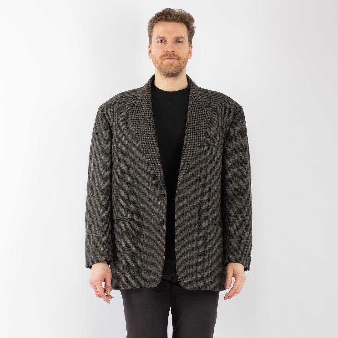 Vintage 90. gadu vīriešu vilnas žakete pelēkā krāsā