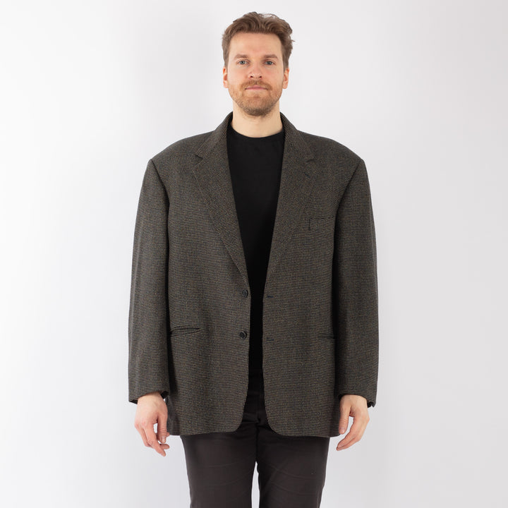 Vintage 90. gadu vīriešu vilnas žakete pelēkā krāsā