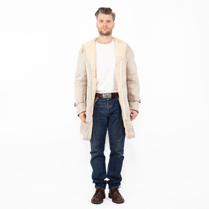 Vintage 70's Men Sheepskin Coat in BeigeZ2558