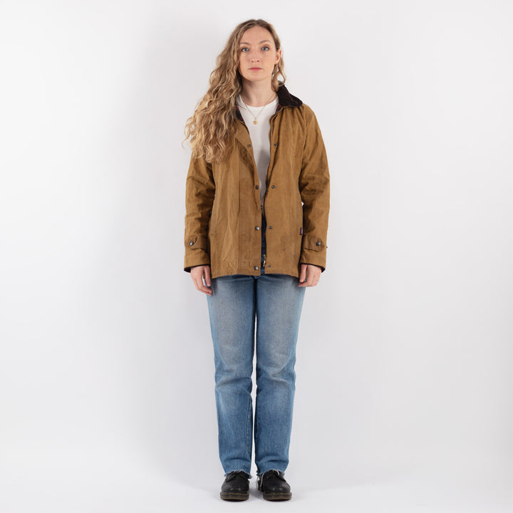 Vintage 90's Women Waxed Cotton Jacket in Beige - NorthernGrip