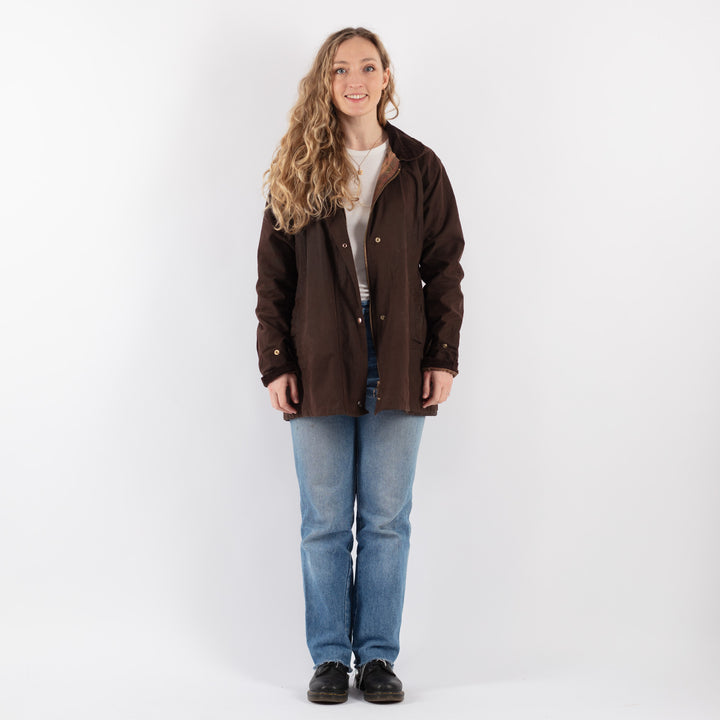 Vintage 90's Women Waxed Cotton Jacket in Brown - NorthernGrip