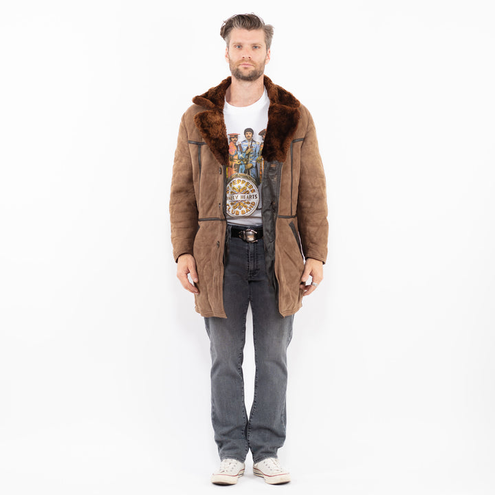 Vintage 70's Men Sheepskin Coat in BrownZ1952