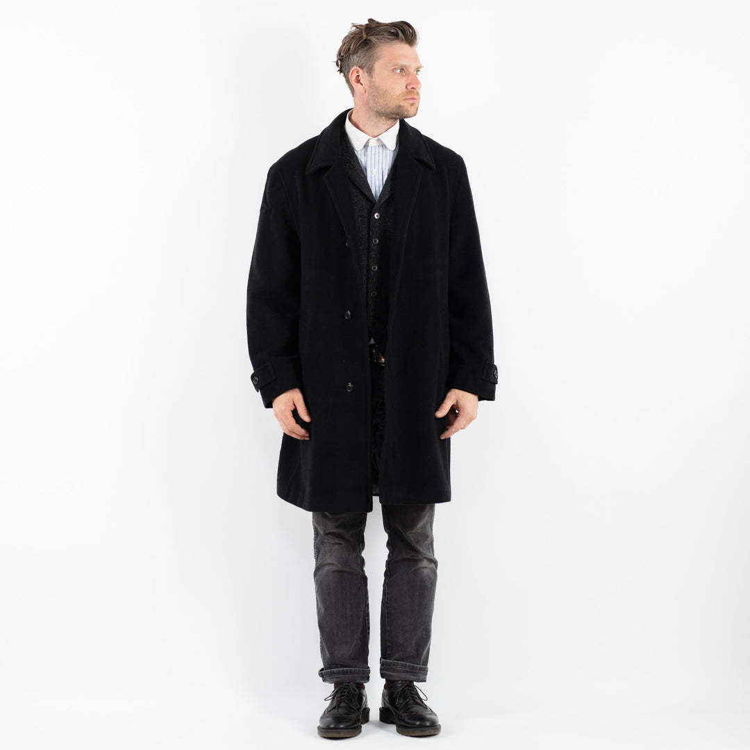 Vintage 90's Men Wool Blend Coat in BlackZ1760