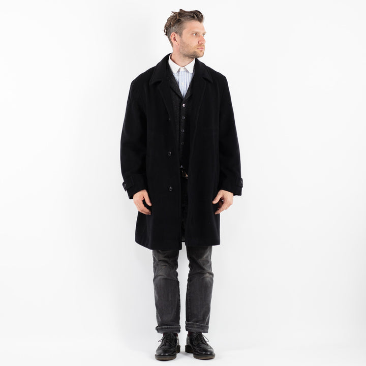 Vintage 90's Men Wool Blend Coat in BlackZ1760