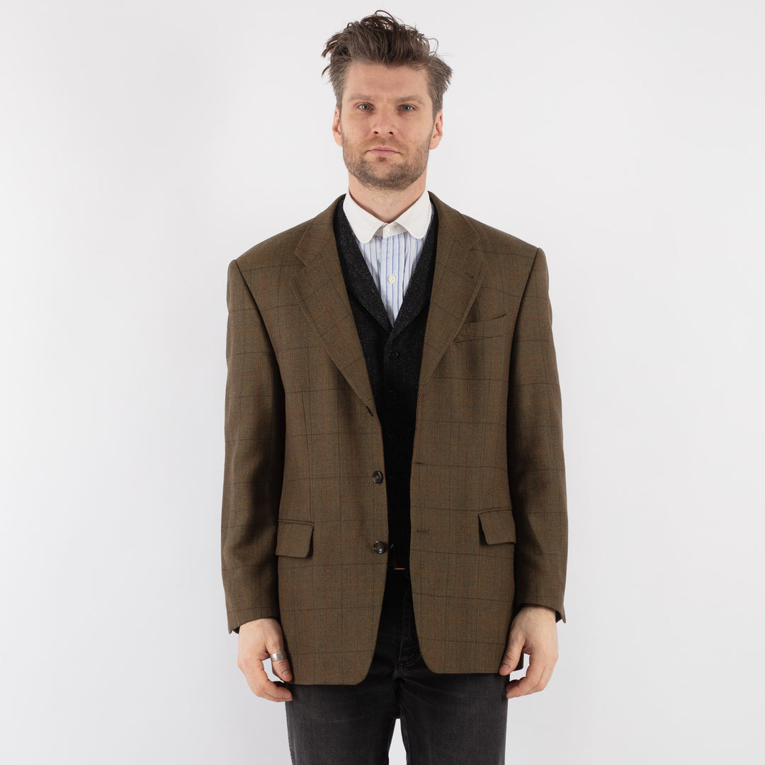 Vintage 70's Men Wool Blazer Jacket in BrownZ737