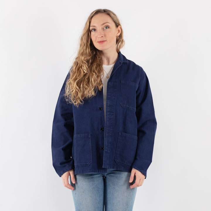 Vintage 80's Women Work Jacket in Blue