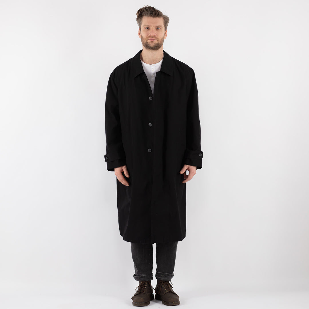 Vintage 90's Men Trench Coat in Black