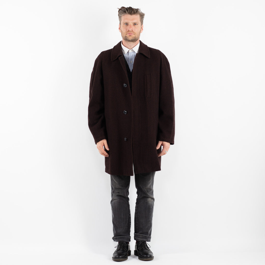 Vintage 90's Men Wool Coat in BrownZ1764