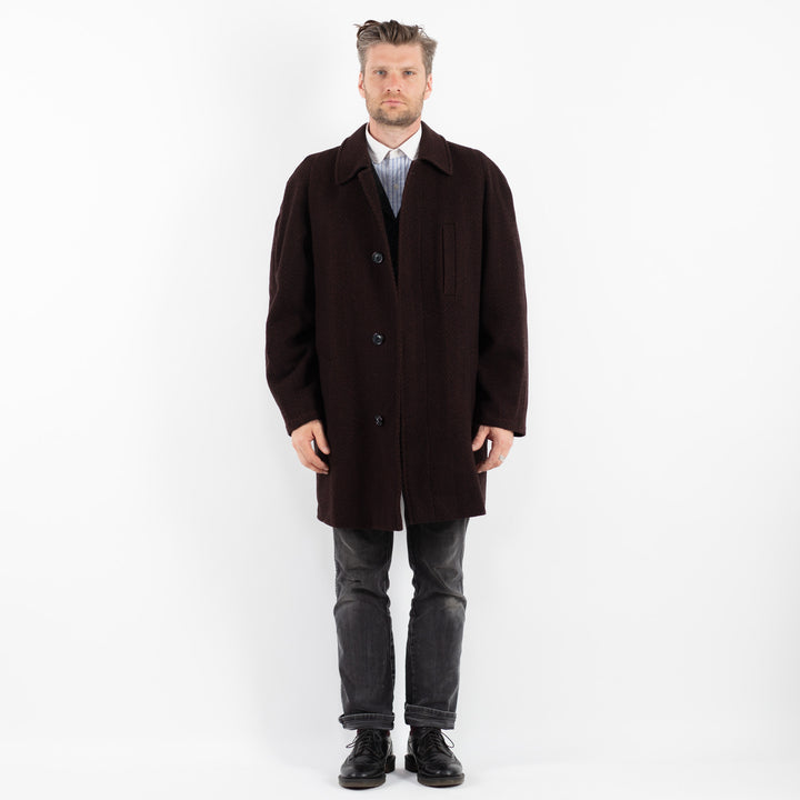 Vintage 90's Men Wool Coat in BrownZ1764
