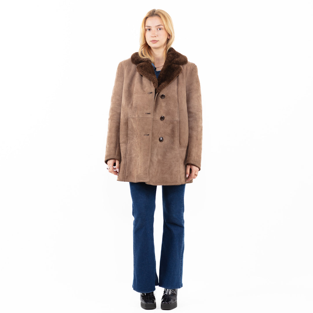 Vintage 70's Women Sheepskin Coat in BeigeA0082