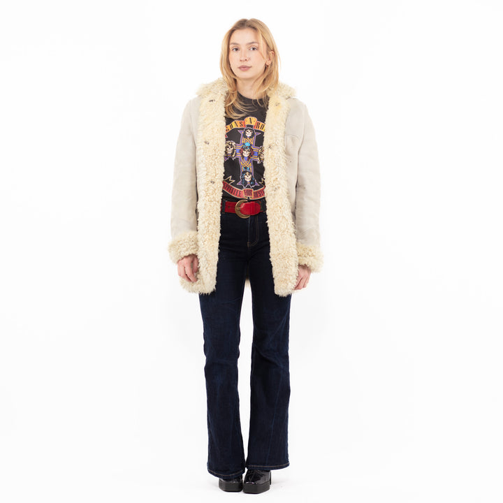 Vintage 70's Women Sheepskin Coat in BeigeA1122