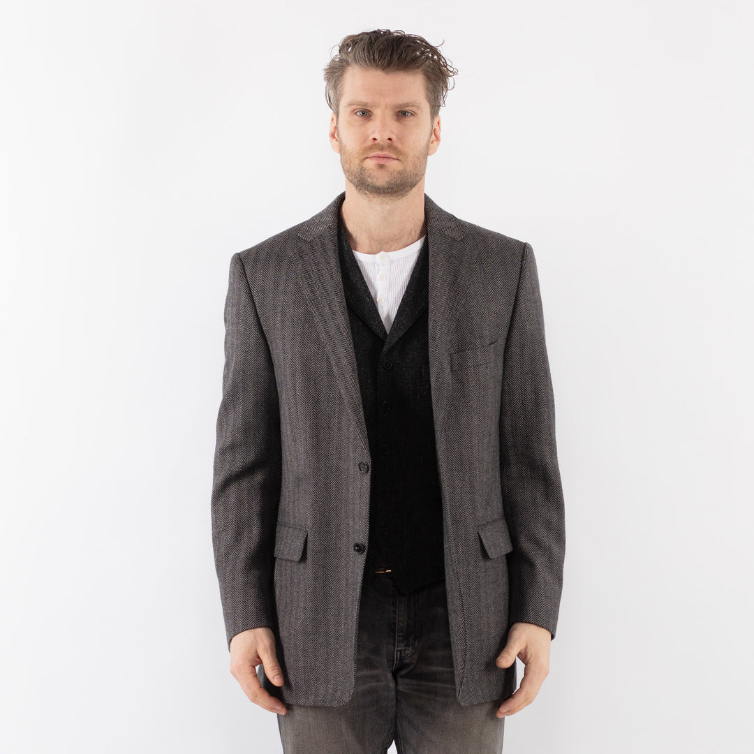 Vintage 90's Men Wool Blazer Jacket in GrayZ1020