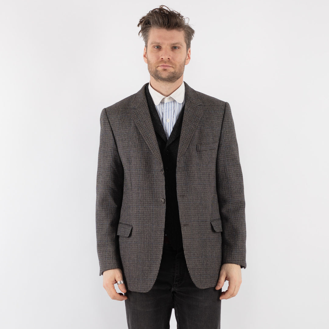 Vintage 70's Men Wool Blazer Jacket in GrayZ744