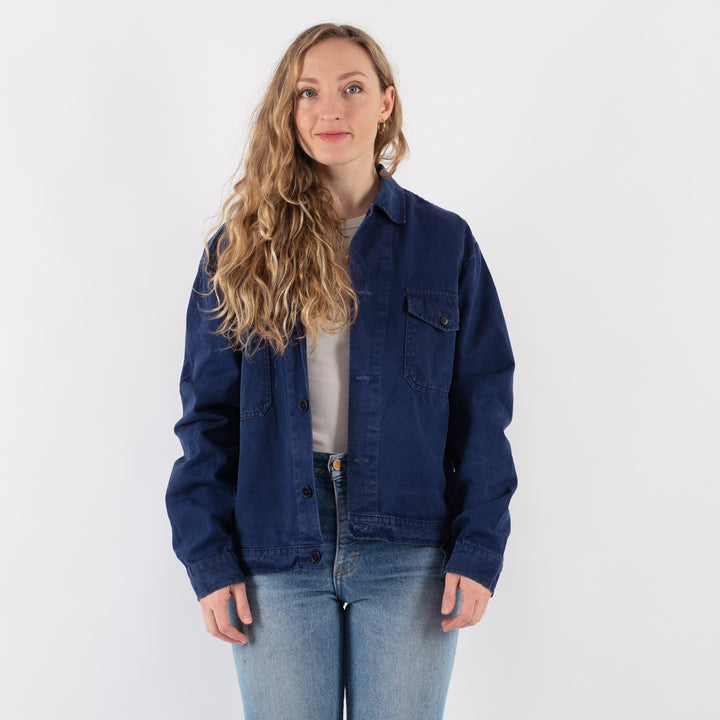 Vintage 80's Women Work Jacket in Blue
