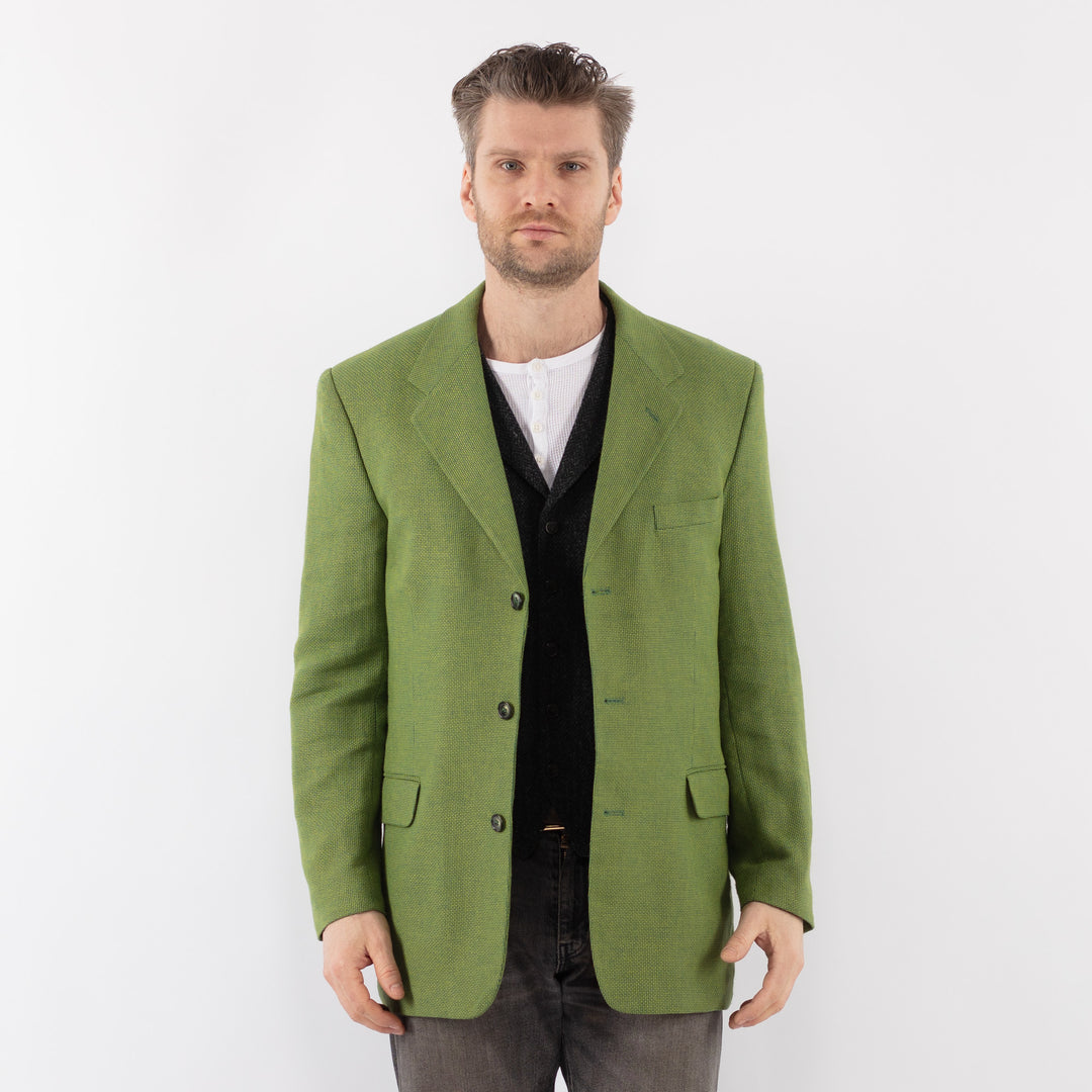 Vintage 90's Men Wool Blazer Jacket in GreenZ1024