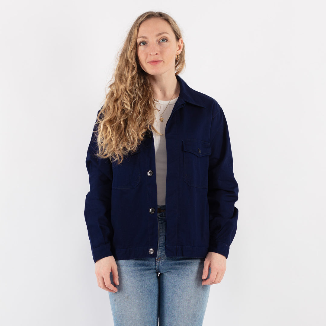 Vintage 80's Women Work Jacket in Blue