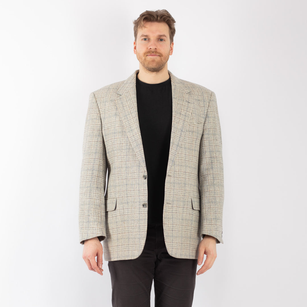 Vintage 90. gadu vīriešu vilnas žakete pelēkā krāsā