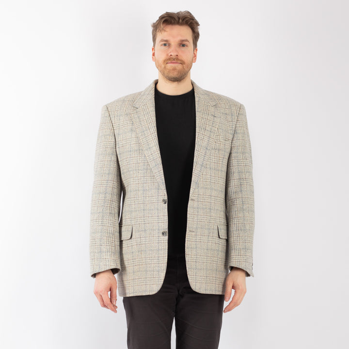 Vintage 90. gadu vīriešu vilnas žakete pelēkā krāsā