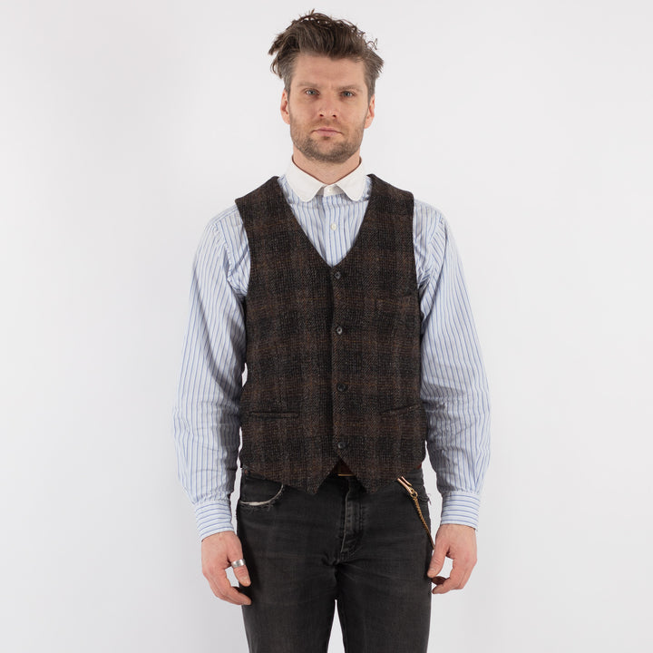 Vintage 00's Men Harris Tweed Vest in Brown - NorthernGrip