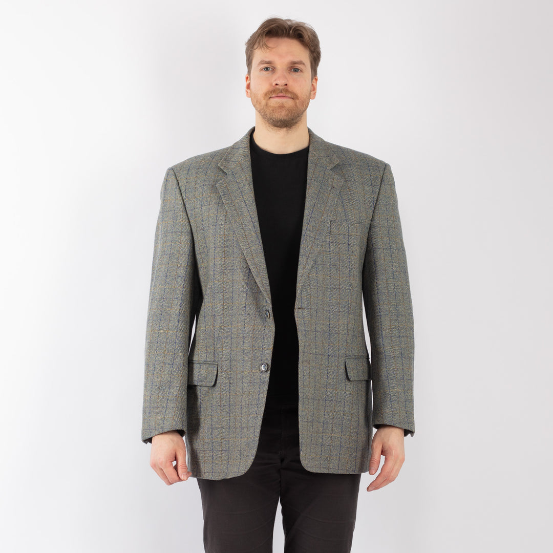 Vintage 90. gadu vīriešu vilnas žakete pelēkā krāsā