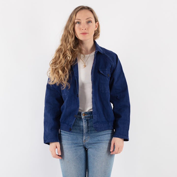 Vintage 70's Women Work Jacket in Blue