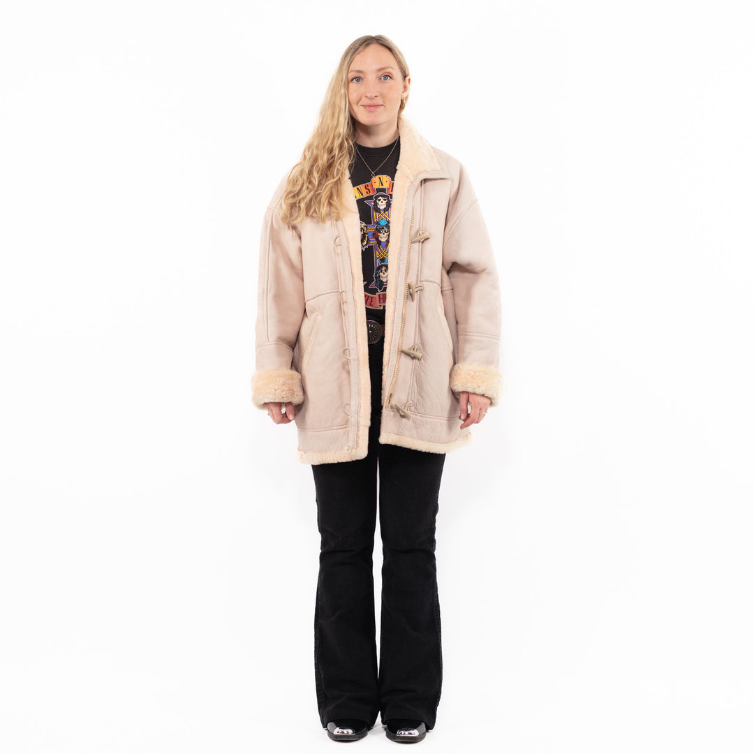 Vintage 90's Women Sheepskin Coat in PinkA0936