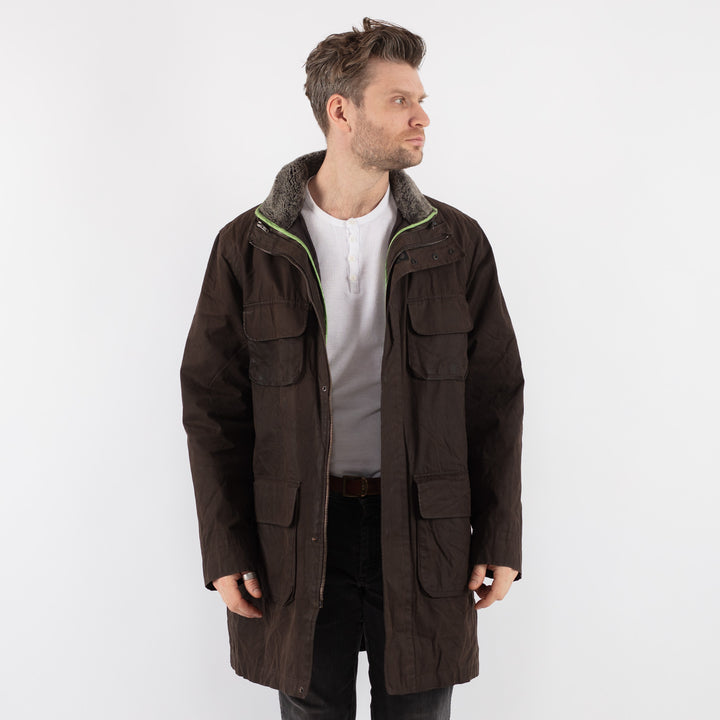 Vintage 00's Men Waxed Canvas Coat in BrownZ685