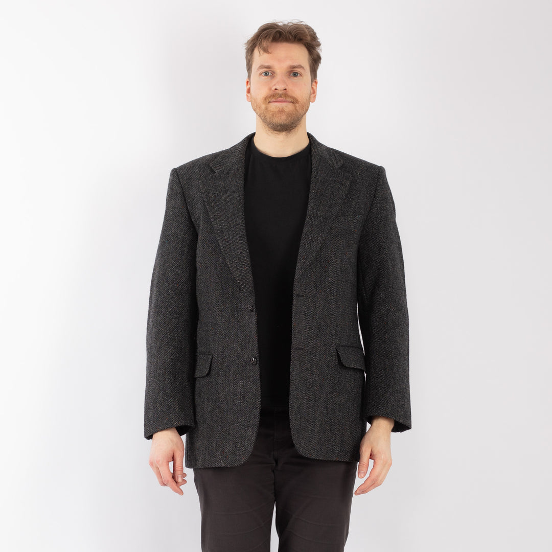 Vintage 90. gadu vīriešu vilnas žakete pelēkā krāsā