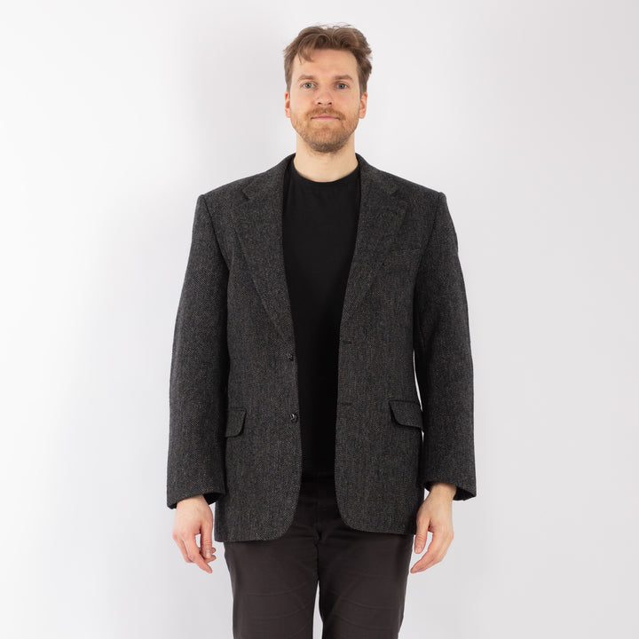 Vintage 90. gadu vīriešu vilnas žakete pelēkā krāsā