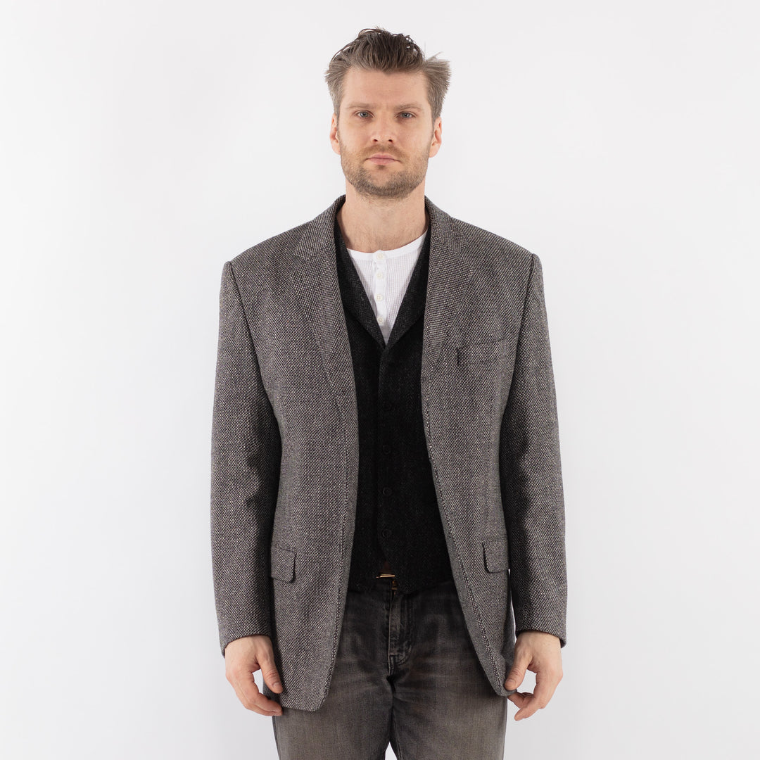 Vintage 00's Men Wool Blazer Jacket in GrayZ1042