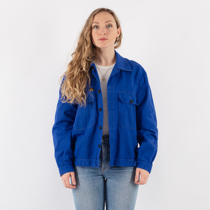 Vintage 80's Women Work Jacket in Blue