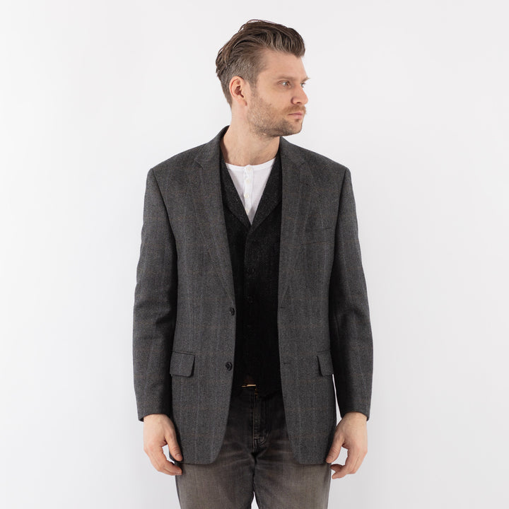 Vintage 90's Men Wool Blazer Jacket in GrayZ1044