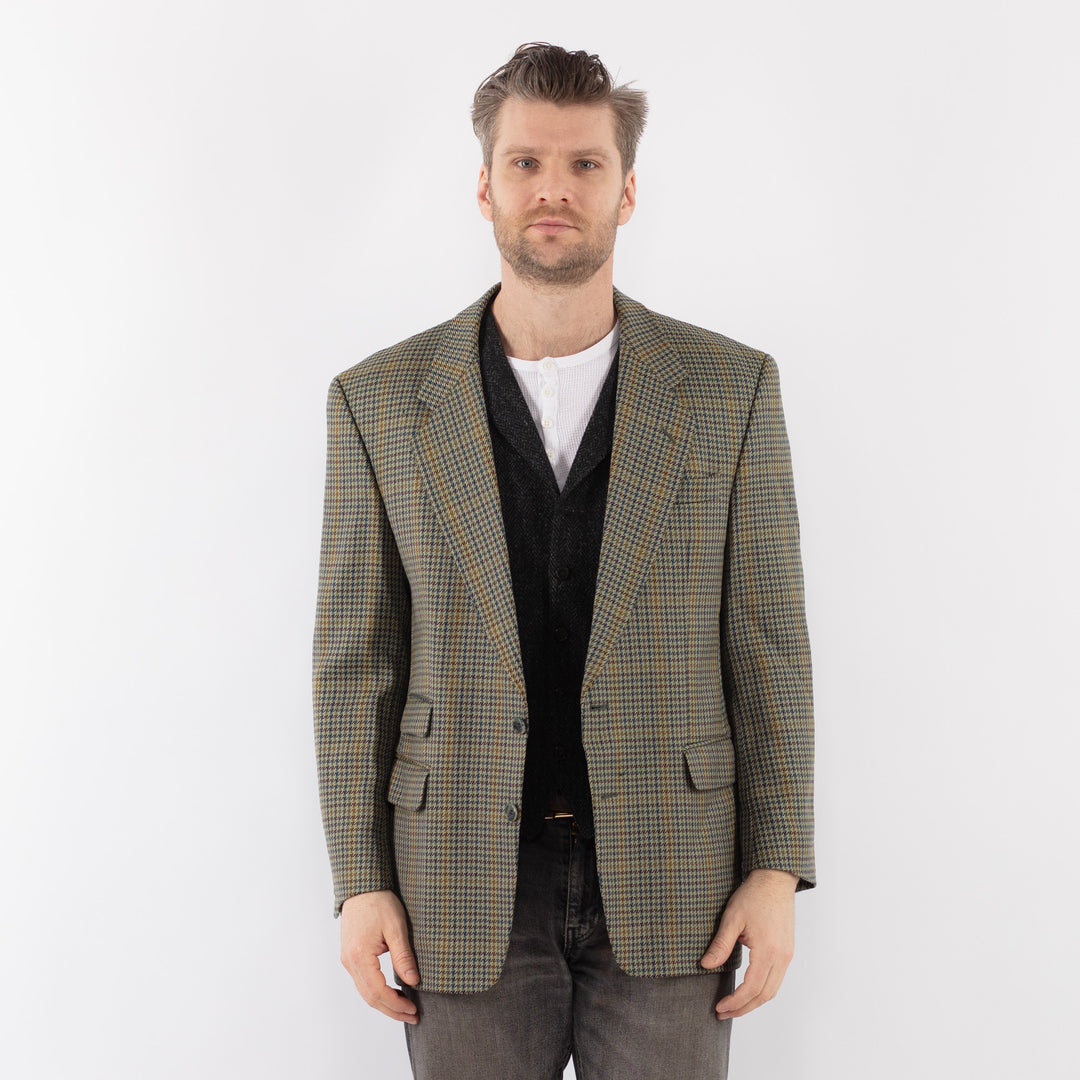 Vintage 80's Men Wool Blazer Jacket in GreenZ1047