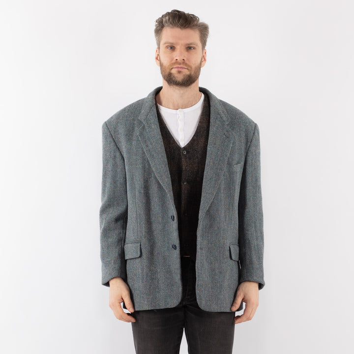 Vintage 70's Men Harris Tweed Jacket in BlueZ982