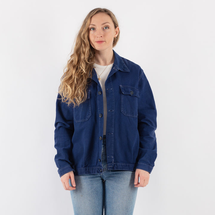 Vintage 80's Women Work Jacket in Blue