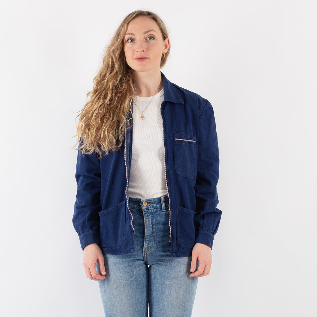 Vintage 70's Women Work Jacket in Blue