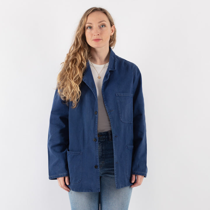 Vintage 80's Women Work Jacket in Blue