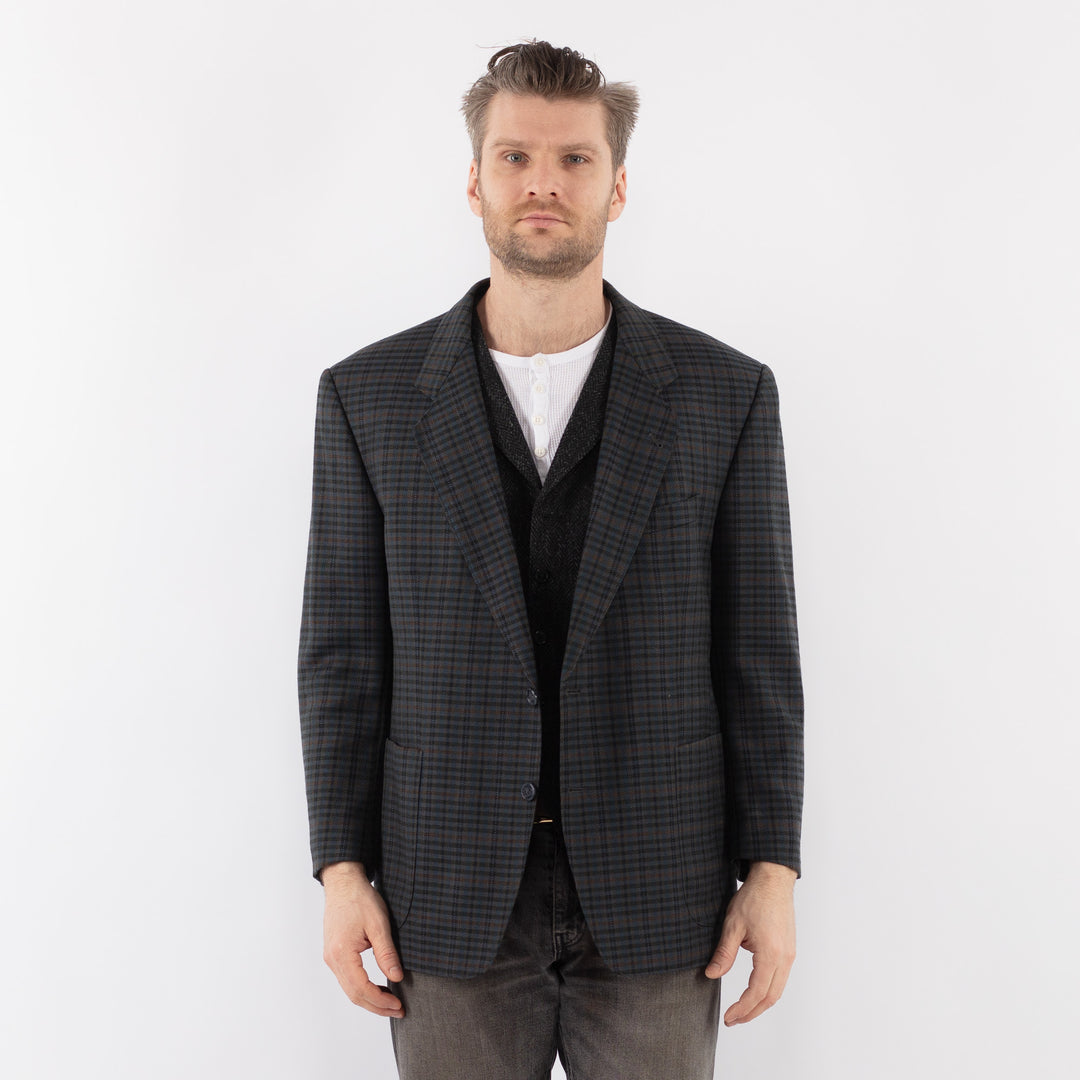 Vintage 90's Men Wool Blazer Jacket in BlueZ1061