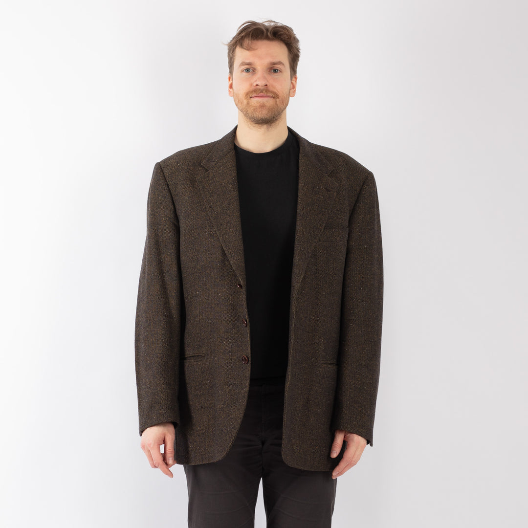 Vintage 70. gadu vīriešu vilnas žakete pelēkā krāsā