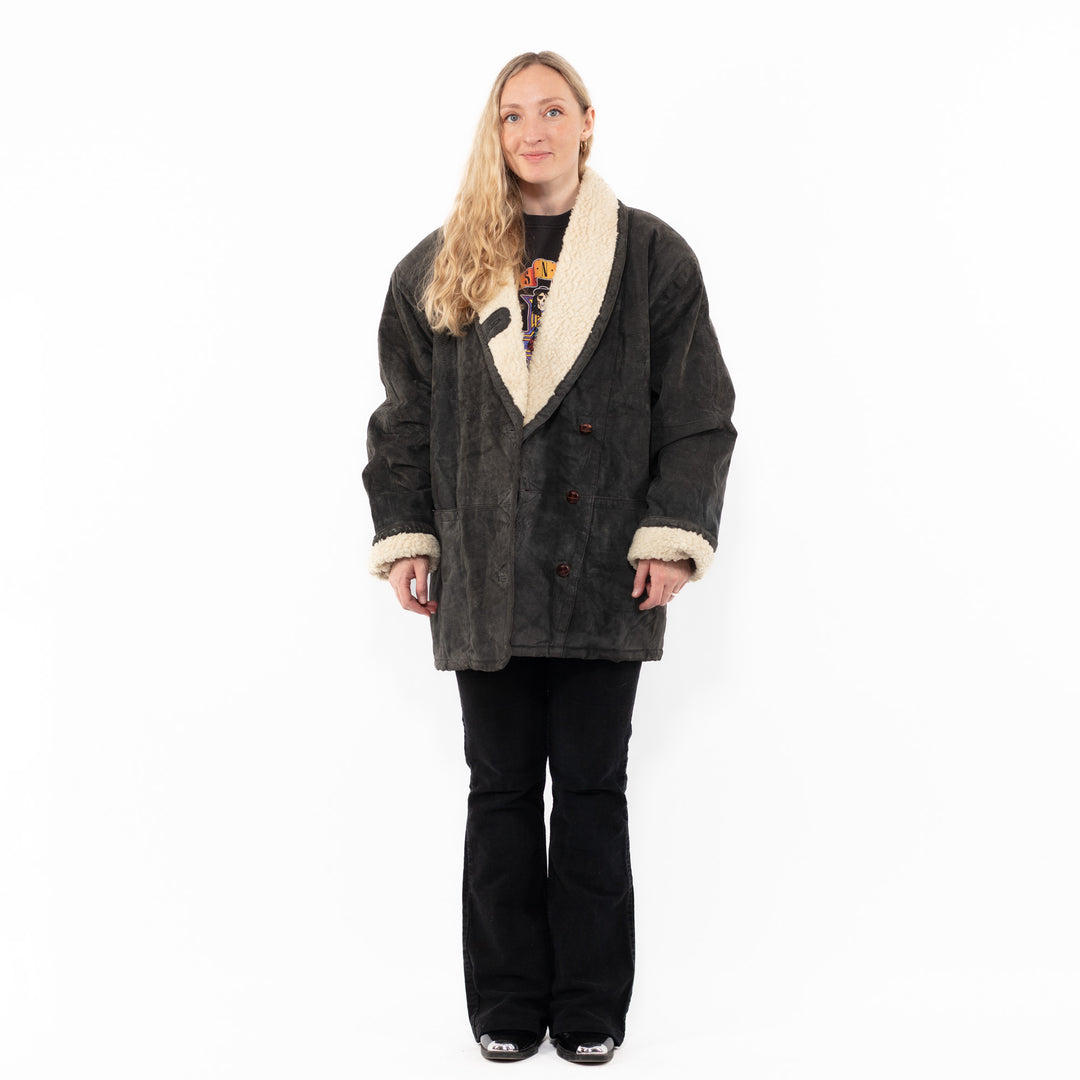 Vintage 90's Women Suede Sherpa in GrayA0970