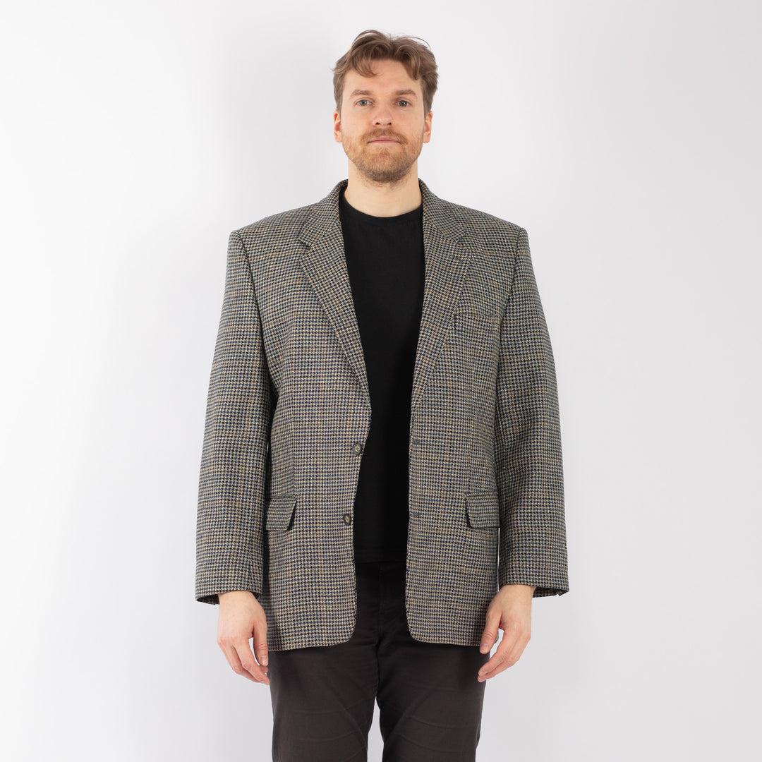 Vintage 90. gadu vīriešu vilnas žakete pelēkā krāsā