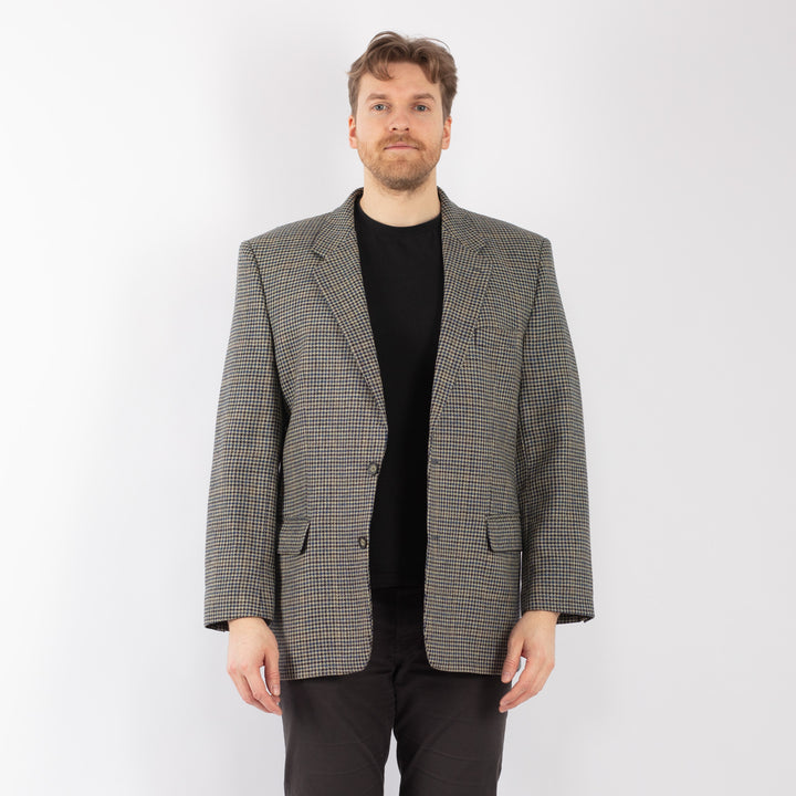 Vintage 90. gadu vīriešu vilnas žakete pelēkā krāsā